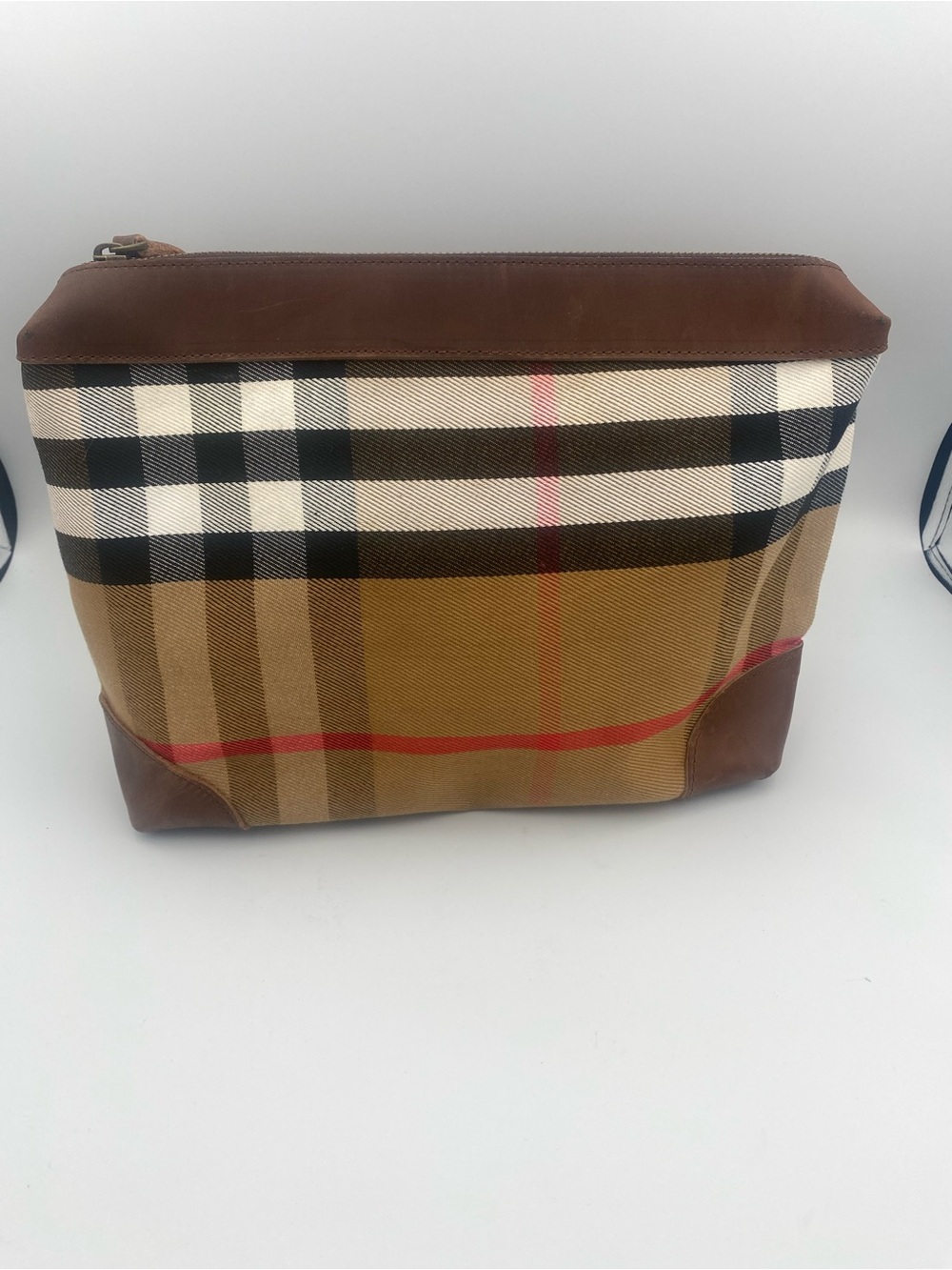 Baseball Fan Glove Leather Classic Check Brown Canvas  Bag
